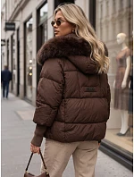 Dámska prešívaná zimná bunda s kožušinou, hnedá, FashionStreet TY5744 Dámska prešívaná zimná bunda s kožušinou, hnedá, FashionStreet TY5744