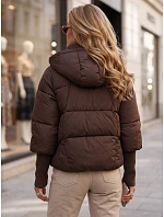 Dámska zimná prešívaná bunda s kapucňou, hnedá, FashionStreet TY5895