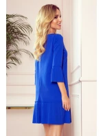 LUCY - Pohodlné plisované dámske šaty v Chrpová farbe 228-8