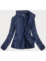 Tmavo modrá prešívaná dámska bunda so stojačikom (7611)