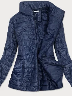 Tmavo modrá prešívaná dámska bunda so stojačikom (7611)