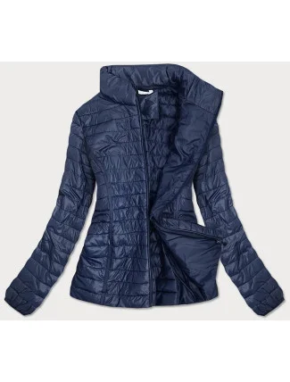 Tmavo modrá prešívaná dámska bunda so stojačikom (7611)