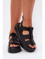 Sandały Damskie Na Platformie Czarne Nitavelia
