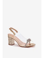 Transparentne Sandały Na Słupku D&A MR51-705 Złote