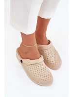 Piankowe Klapki Chodaki Damskie Beżowe Faylina
