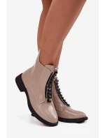 Dámske členkové topánky z lakovanej kože D A MR52 108 beige Dámske členkové topánky z lakovanej kože D A MR52 108 beige