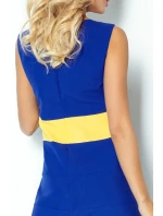 Dámske šaty BEE so žltým pruhom v páse krátkej modrej - Modrá / XL - Numoco Dámske šaty BEE so žltým pruhom v páse krátkej modrej - Modrá / XL - Numoco