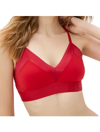 Dámska lesklá nepodšitá trojuholníková podprsenka QF6664E-XMK - Calvin Klein