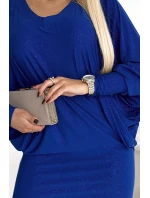 402-6 Netopierie šaty - chrpová farba s brokátom 402-6 Netopierie šaty - chrpová farba s brokátom