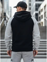 Pánska základná mikina s kapucňou so sivými a čiernymi pruhmi FashionStreet BX5902
