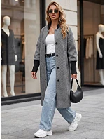 Dlhý dámsky kabát s gombíkmi, čierny, FashionStreet NY0778 Dlhý dámsky kabát s gombíkmi, čierny, FashionStreet NY0778