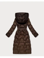 Minoritský obojstranne prešívaný prechodný kabát s dĺžkou po kolená, čokoládovo-béžový (M6-6015-103+62)