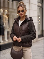 Dámska prešívaná bunda s odnímateľnou kapucňou, hnedá, FashionStreet TY5935