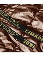 Lesklá vesta s kapucňou v karamelovej farbe (B8131-14) Lesklá vesta s kapucňou v karamelovej farbe (B8131-14)