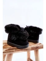 Dziecięce Młodzieżowe Ocieplane Botki Śniegowce Czarne Roofy