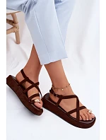 Sandály na platformě s zlatým detailem čokoládové Olmira