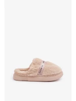 Papuče z umelej kožušiny s ozdobným remienkom béžová Savalithea