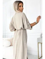 531-1 Midi košeľa so zlatými gombíkmi a kravatou - BEACH 531-1 Midi košeľa so zlatými gombíkmi a kravatou - BEACH