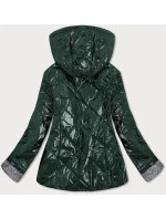 Lesklá zelená prešívaná dámska bunda (B9573)