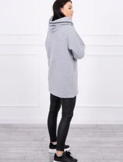 Tunika na zips s kapucňou Oversize sivá