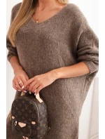 Dámske Plus veľkosť vlny V-neck Fango šaty