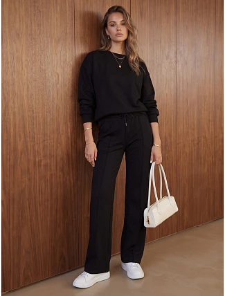 Dámska čierna tepláková súprava FashionStreet AY1226 Dámska čierna tepláková súprava FashionStreet AY1226