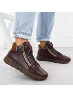 Dámska kožená trapper obuv Rieker N1305-35 vo vínovej farbe Dámska kožená trapper obuv Rieker N1305-35 vo vínovej farbe