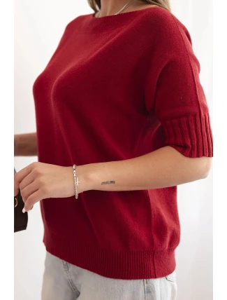 Dámsky viskózový sveter s krátkym rukávom bordovej farby Dámsky viskózový sveter s krátkym rukávom bordovej farby