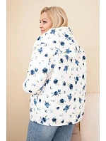 Dámske Plus veľkosť jarná bunda s malým kvetinovým vzorom tmavo modrá