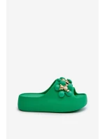 Damskie Klapki Piankowe Z Ozdobami Na Grubej Podeszwie Zielone Bremavia Damskie Klapki Piankowe Z Ozdobami Na Grubej Podeszwie Zielone Bremavia