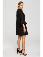 M698 Šaty áčkového strihu s anjelskými rukávmi - čierne