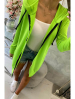 Šaty s kapucňou a kapucňou v neónovo zelenej farbe