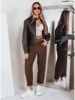 Dámske džínsy mom fit hnedé FashionStreet UY2844 Dámske džínsy mom fit hnedé FashionStreet UY2844