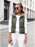Dámska prechodná krátka prešívaná dvojcestná zelená vesta LEOVELLA FashionStreet TY5496