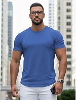 Pánske základné modré bavlnené tričko FashionStreet RX5688