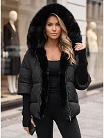 Dámska zimná prešívaná bunda s kožušinou, čierna, FashionStreet TY5988 Dámska zimná prešívaná bunda s kožušinou, čierna, FashionStreet TY5988