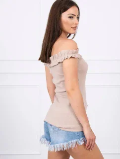 Španielska blúzka s volánikmi béžová