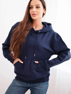 Dámska mikina s kapucňou a klokaním vreckom modrá