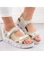 Pohodlné sandále na suchý zips Rieker W RKR691 beige