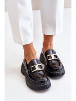 Zazoo 20176 Lakierowane Półbuty Mokasyny Damskie Ze Skóry Naturalnej Czarne