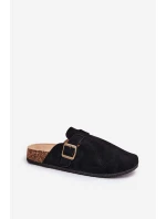 Klapki Chodaki Damskie i Na Platformie Z Klamrą Czarne Selio