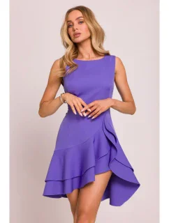 M850 Mini šaty s volánmi - svetlo fialové