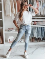 Dámske úzke džínsy s trením svetlomodrej farby FASHIONIX FashionStreet UY2708 Dámske úzke džínsy s trením svetlomodrej farby FASHIONIX FashionStreet UY2708