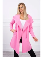 Voľná bunda s kapucňou ružová