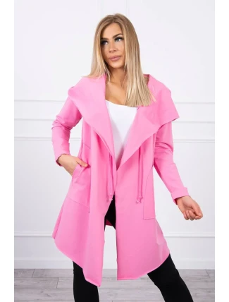 Voľná bunda s kapucňou ružová