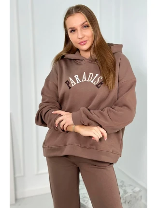 Bavlnená súprava s vyšívaným nápisom Paradise mocca