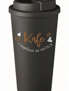 KAFE S DONÁŠKOU DO POSTELE - černý termohrnek 475 ml