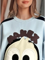 Dámska nadrozmerná mikina so záplatami CUTE MAKEX modrá FashionStreet BY1490