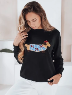 Dámsky sveter CHICPAWS s aplikáciou psa čierny FashionStreet MY2541