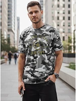 Pánske tričko s potlačou v kamuflážovom vzore, sivé, FashionStreet NX2002R Pánske tričko s potlačou v kamuflážovom vzore, sivé, FashionStreet NX2002R